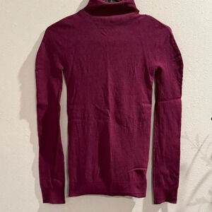 Free People Intimately Plum Long Sleeve Mock Neck Floral Eyelet Stretch Top M/L